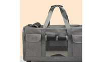 Breathable Mesh Openings Soft-Sided Pet Carrier with Wheels Large Capacity Pet Trolley Case Foldable Design Roll-up Window Flaps for Cat Owners, Travel, Vet Visits