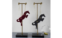 Horse Statue with Black Marble Base Horse Figurine Minimalist Decor for Living Room