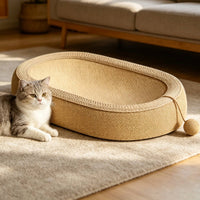 Oval Cat Scratcher Bed Cat Scratching Nest 2-in-1 Design Pet Supplies for Kittens