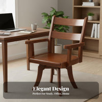 With Armrests Slatted Back Rotating Armchair Ergonomic Backrest Desk Chair Sturdy Base Swivel Seat Stable Load-Bearing for Home Workers, Executives, Teenagers, Study Room, Library, Bedroom