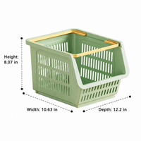 Large Stackable Pantry Organizers and Storage Material Storage Bins for Cabinet, Kitchen Storage Bins with Handles
