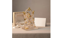 Good Luck Charm Crystal-Look Ganesha Idol Fade Resistant Ganesha Statue with Arch Elephant God Sculpture for Shelf, Desk, Altar