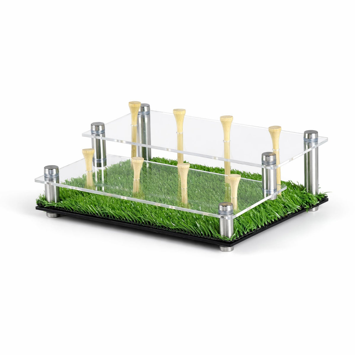 Acrylic Golf Ball Display Stand with Turf Base Clear Golf Ball Display Rack Tabletop Compact for Golfers, Collectors, Desk, Office, Trophy Room