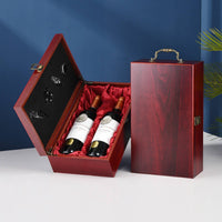 Wooden Wine Gift Box Double-Bottle Wine Box with Handle Elegant Portable for Gifting, Weddings, Anniversaries