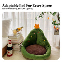 Festive Decor Christmas Tree Floor Cushion Soft and Comfortable Christmas Tree Shaped Seat Versatile for Children, Balcony, Bedroom