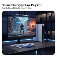 PS Simulated 2 Charging Station LED Indicators PS5 Simulated 2 Sense Controller Breathing Light Effect PS Simulated 2 Charging Stand for Desktop