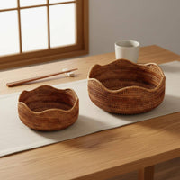 Natural Material Woven Rattan Basket Eco-Friendly Household Storage for Desktop