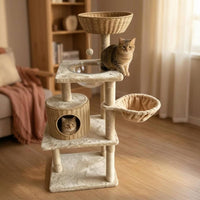 Multi-Level Cat Climber Woven-Look Multi Level Cat Climber Suspended Bowl Seat Climbing Frame