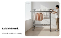 Floor Standing Clothes Rack Extensible Rods Freestanding Clothes Rack Rust-Resistant for Apartment Dwellers, Balcony, Indoor