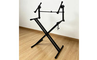 Adjustable X Style Keyboard Stand Heavy Duty Double Tier Keyboard Stand Non-Slip Feet for Studio