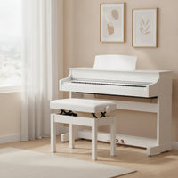 Tufted Adjustable Piano Bench Cushioned Piano Stool with Padded Seat Sturdy Keyboard Bench Stable for Pianists, Guzheng Players, Studios, Stages
