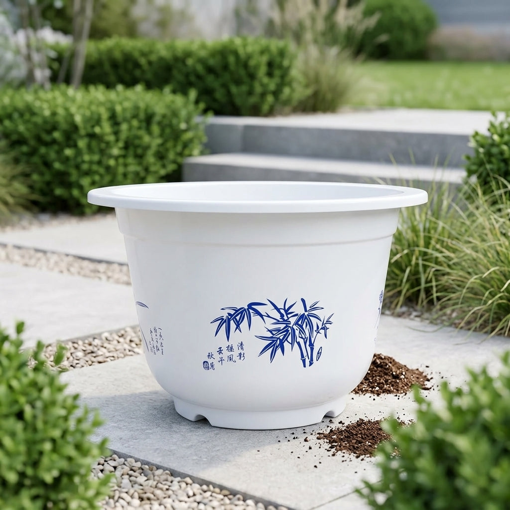 Large Plant Pot with Saucer, Heavy resilient Pots for Outdoor Use, Floor Standing Indoor Planter Large Size Plant Pots Set