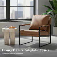 Light Luxury Design Upholstered Armchair with Metal Frame Wear-Resistant Commercial Furniture Easy to Clean Cafe Seating Ergonomic Design for Restaurant Owners, Interior Designers, Coffee Shop, Tea House, Lounge Bar, Reception Area