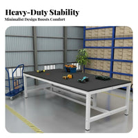 High Load Capacity Double Layer Workbench Stable Frame Heavy Duty Packing Table Industrial Work Table with Shelf for Factory Workers, Woodworkers, Professionals, Warehouse, Repair Shop, Basement
