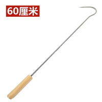 木手柄冰钓搭钩自制不锈钢勾鱼器锚鱼控鱼冰钓海钓钩子小搭钩头