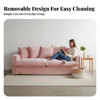 Corduroy Upholstered Couch Removable and launderable Cover Corduroy Three-Seater Sofa French Retro Aesthetic Living Room Seating for Homeowners, Families