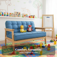 Hardwood Wood Framiniature Double children's Bench 2-Seater Toddler Sofa Photography Prop kids' Furniture Modern Design for Boys and Girls, Preschoolers, Kindergarten, literary Corner, Playroom, Daycare