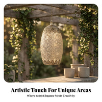 Wind Lantern Japanese-Influenced Vintage Lantern Embossed Floral for Home Display