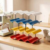 Compact Cup Storage Rack Sturdy Mug Rack with Wavy Tiers Stylish Desktop Cup Organizer Easy to Clean for Kitchen