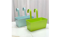 4 Pieces Railing Planter Box Curved Hooks Fence Hanging Planter Rectangular Garden Container