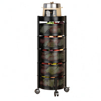 No Installation Rotating Storage Cart Perforated Rolling Storage Cart Caster Wheels Space-Saving