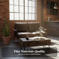 Retro Design Industrial Loveseat Small Apartment Friendly Compact 2-Seater Sofa Sturdy Metal Frame Couch Solid Wood Armrests for Homeowners, Business Owners, C Remove Ee Shop, Boutique, Lounge Area, Bedroom