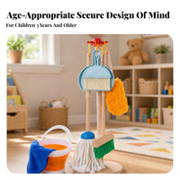 Storage Rack Kids Cleaning Play Set Early Learning Kids Broom Mop Set Plastic Heads Child Playset Colored Parts for Children