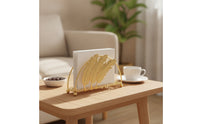 Tissue Holder with Feather Panels Decorative Freestanding Napkin Holder Metal Standing Napkin Dispenser for Living Room