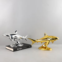 Nordic Creative Abstract Electroplated Resin Shark Animal Sculpture Decoration