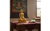 Small Golden Buddha Statue Intricate Features Miniature Buddhist Deity Figurine House Decoration for Home Altar, Car Dashboard