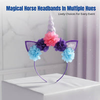 Children's Magical Horse Headband, Handmade Silk, Floral Design, Festive Gathering, Stage Performance, Multicolor, Photo Prop