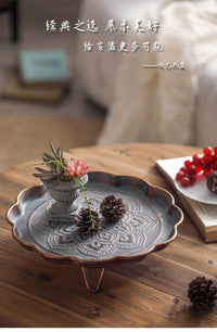 Metal Craft Tray with Vintage Carving