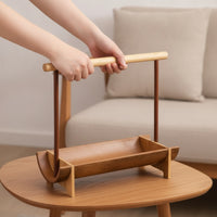 Handheld Snack Tray Portable Bamboo Tray with Handle Decorative Tableware for Tea Lovers