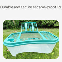 Large Plastic Turtle Habitat with Lid, Drainage, Anti-Escape