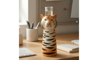 Striped Finish Tiger Vase Clear Neck Tiger Head Vase Compact Hydroponic Plant Holder Tabletop