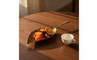 Leaf jewelry Tray Metal Foliage Shaped Tray Embossed for Vanity
