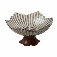 Faux Wood Base Fruit Stand Light Luxury Style Pedestal Fruit Bowl Decorative Centerpiece Home Decoration for Office
