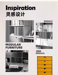 北欧USM INOS文件柜金属磁吸储物柜现代简约网红ins多层收纳柜子 姜黄色-10层