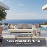 4 Pieces Waterproof 4-Piece Rope-Weave Sofa Set externaldoor Furniture Nordic Design Garden Furnishings All-Weather for Villa Owners, Hotel Managers, Terrace, Sunroom, Balcony, rearyard