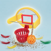 PVC Bird Enclosure Basketball Toy Perforated Ball Bird Basketball Toy Metal Support Bar Pet Accessory Mirrored