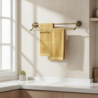 Double Towel Bar Antique Bronze Towel Rack with Decorative Base Strong for Washroom