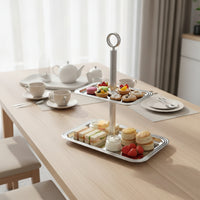 2 Tier Cake Stand Effortlessly to Clean Two Tier Serving Tray Modern Cake Stand with Handle