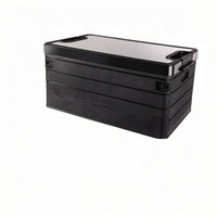 Textured Surface Foldable Trunk Storage Box Ribbed Sides Hard-Shell Trunk Box Fitted Lid Cargo Organizer Collapsible
