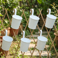 Plant Pots for Garden Decor and Flower Pots, Hanging Plant Set for Outdoor Fence, 10 Pack Fence Planters, European Style Iron Hook Planter