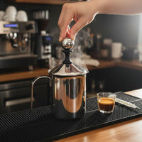 Heat Resistant Latte Art Pitcher Easy to Clean Double Wall Milk Pitcher Sturdy Handle Stainless Steel Frothing Jug Precision Spout for Home Cafe