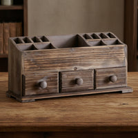 Desk Organizer with Drawers Vintage Desktop Organizer 3-Drawer for Dressing Table
