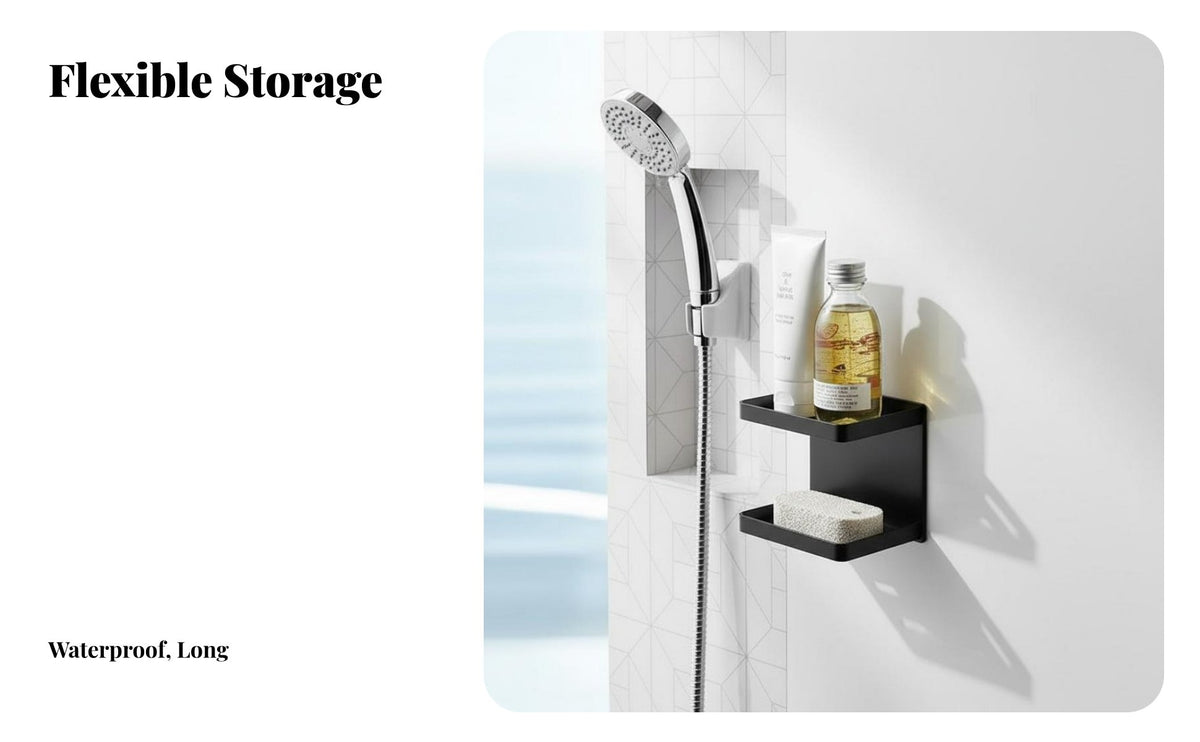 Double Layer Soap Dish No Wall Mounted Soap Holder Drill 2-Tier Shower Holder for Renters, Students, Dorm Room, RV, Kitchen