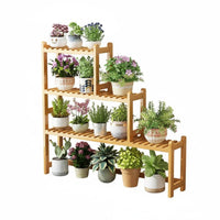 Multi-Layer Design Tiered Plant Stand Stable Structure Wooden Flower Shelf Polished Rounded Corners Stepped Plant Rack Sturdy Construction for Gardeners, Homeowners, Balcony, Indoor, Living Room, Outdoor