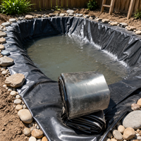 HDPE Pond Liner 1mm, Fish-Safe and Durable Pond Liner 6x8m, Waterproof Black Pond Tarpaulin for Stream and Ornamental Pond