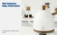 Temperature Control Gooseneck Kettle, Stainless Steel, Adjustable Thermostat, Electric Smart Kettle for Coffee and Tea